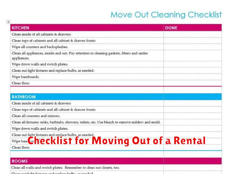 Checklist for Moving Out of a Rental
